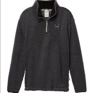 Victoria’s Secret PINK 1/4 zip Dark Grey Sherpa Jacket
